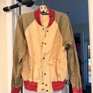Polo Ralph Lauren Tan and Olive Bomber Jacket with Red Accents